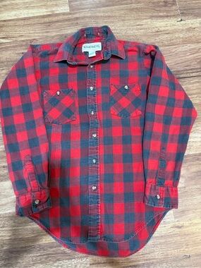 Wilderness Red & Black Plaid Flannel Button-Down Shirt